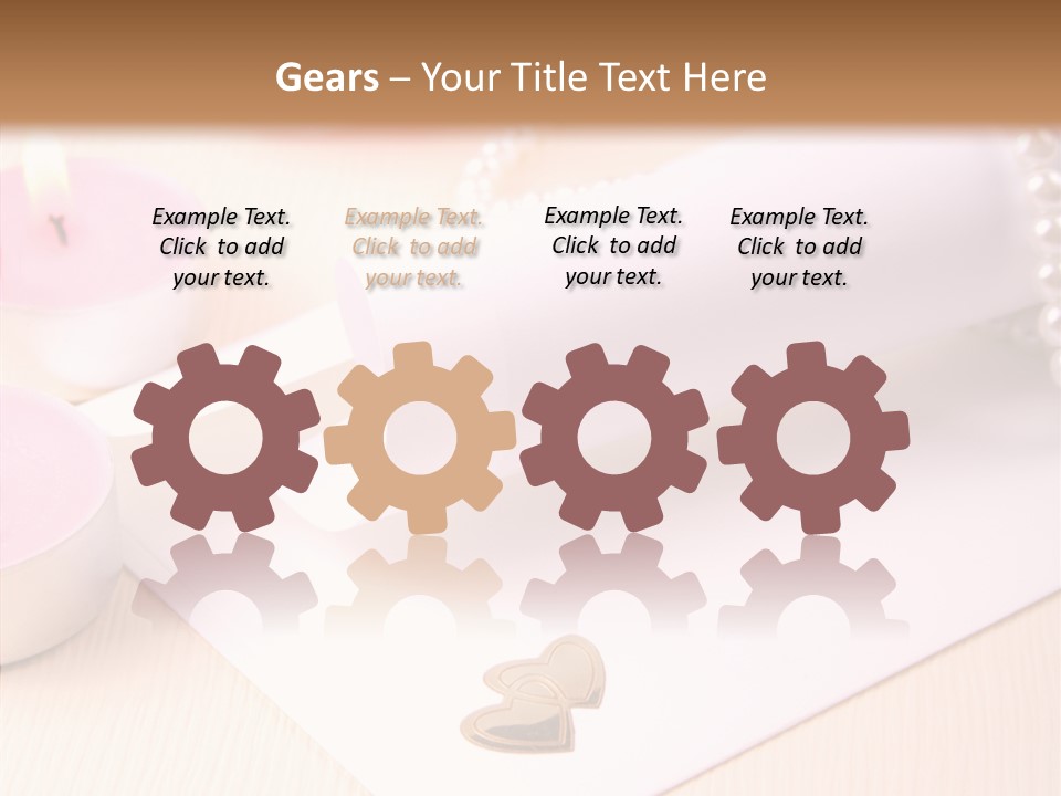 Gold Blossom Candle PowerPoint Template