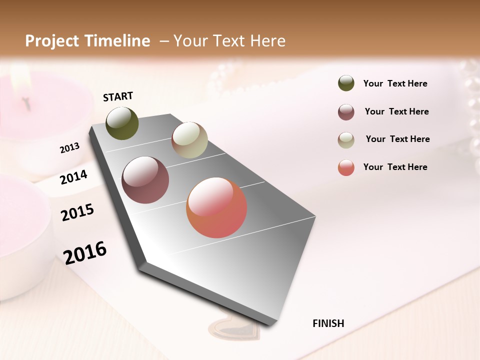 Gold Blossom Candle PowerPoint Template