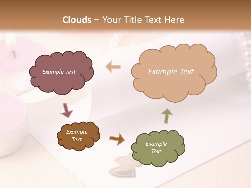 Gold Blossom Candle PowerPoint Template