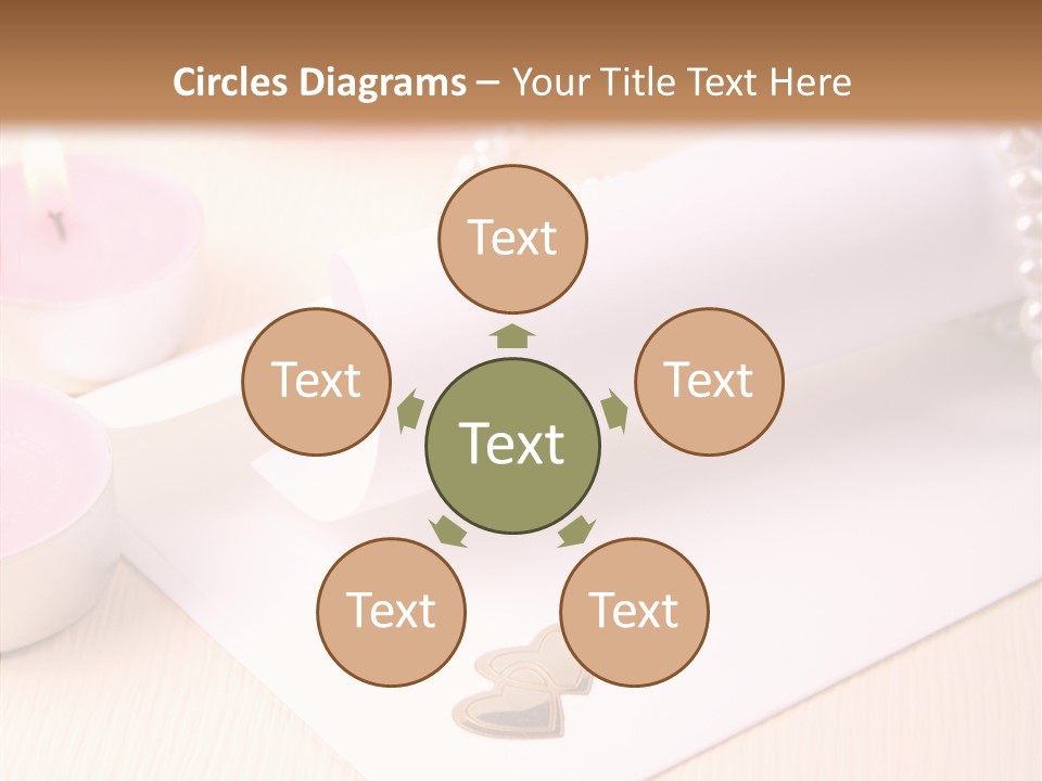 Gold Blossom Candle PowerPoint Template