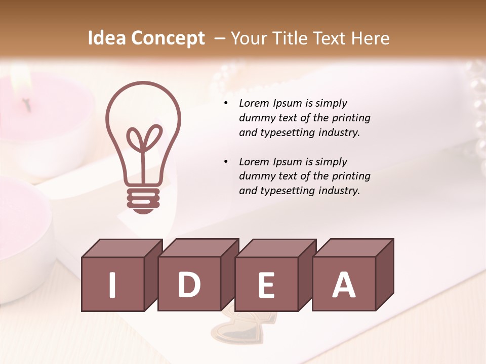 Gold Blossom Candle PowerPoint Template