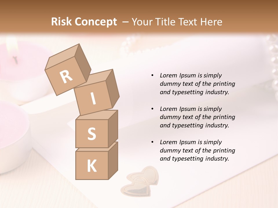 Gold Blossom Candle PowerPoint Template