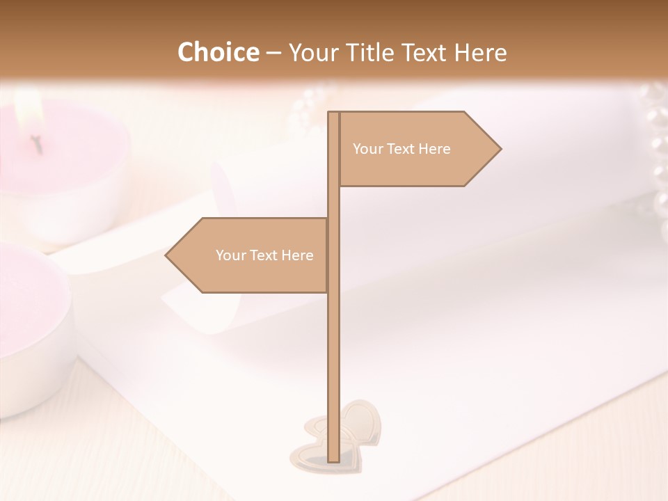 Gold Blossom Candle PowerPoint Template