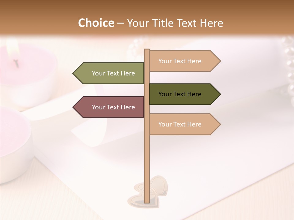 Gold Blossom Candle PowerPoint Template