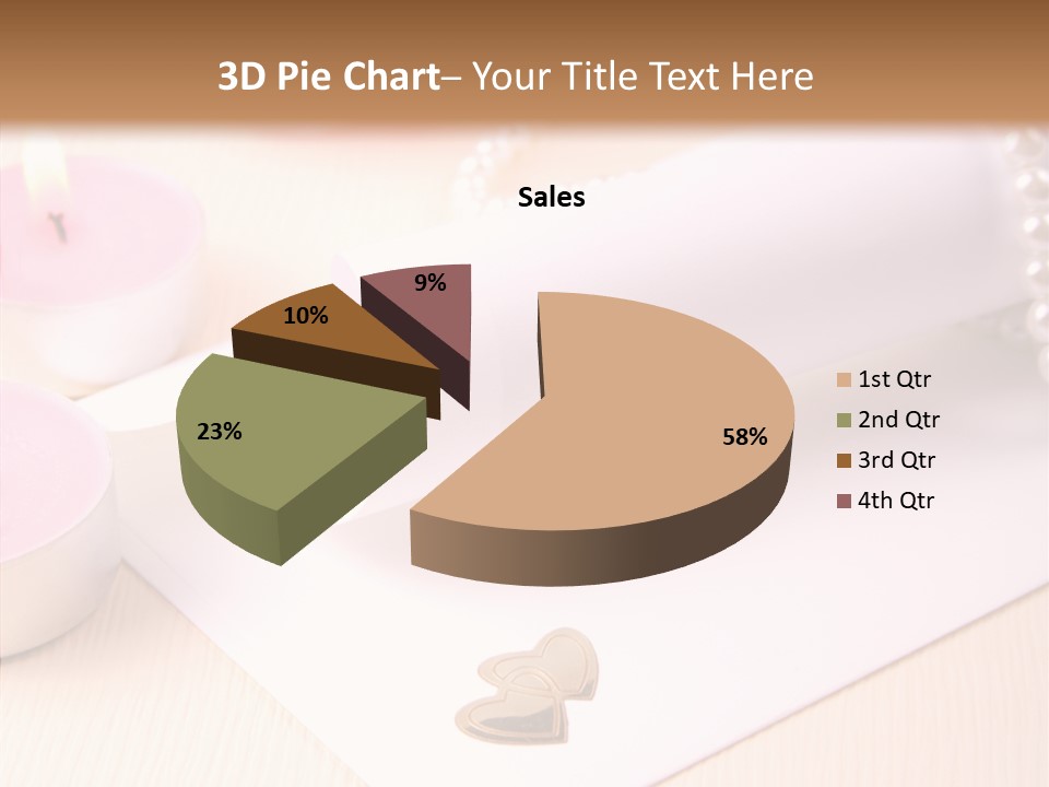 Gold Blossom Candle PowerPoint Template