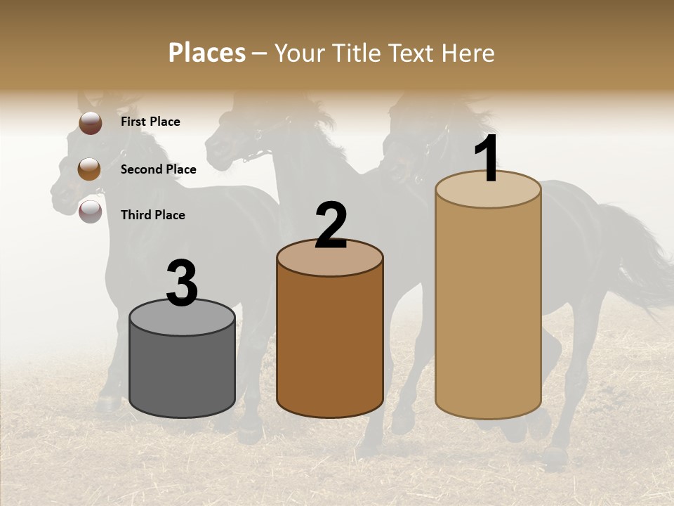 Horse Racing Black Brown PowerPoint Template
