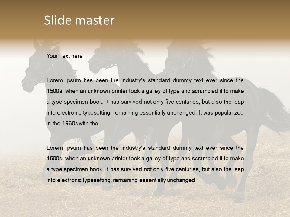 Horse Racing Black Brown PowerPoint Template