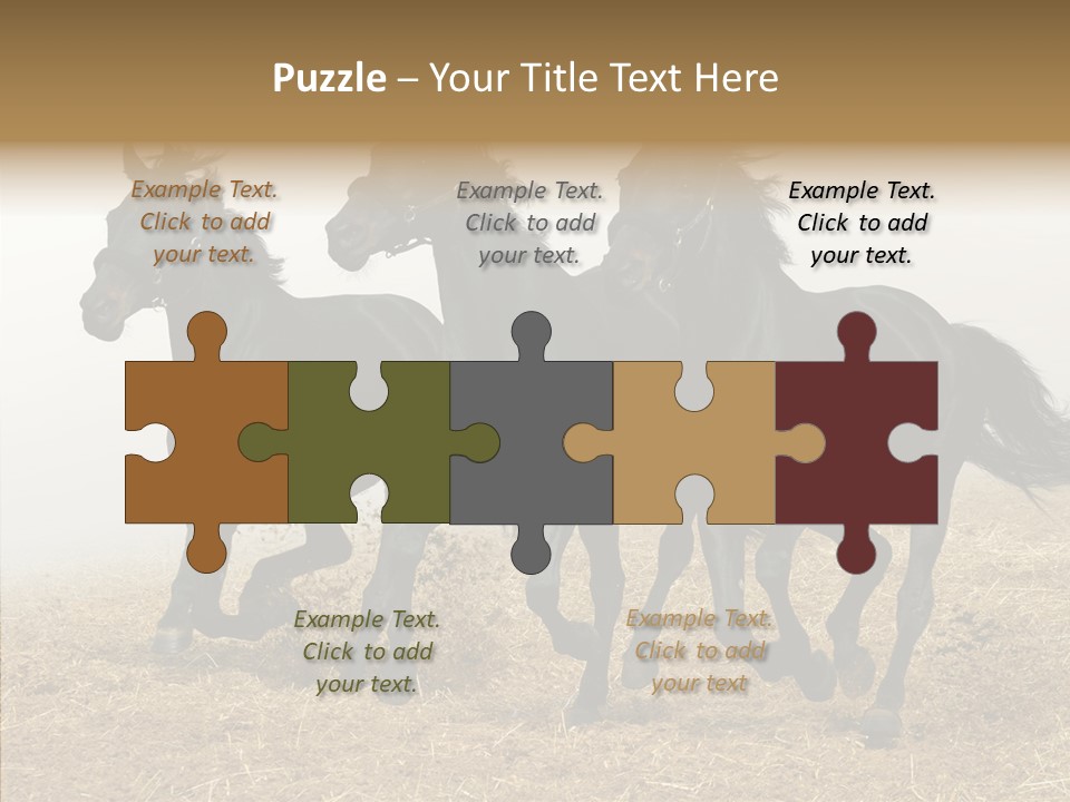 Horse Racing Black Brown PowerPoint Template