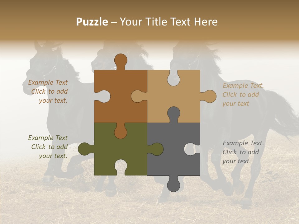 Horse Racing Black Brown PowerPoint Template