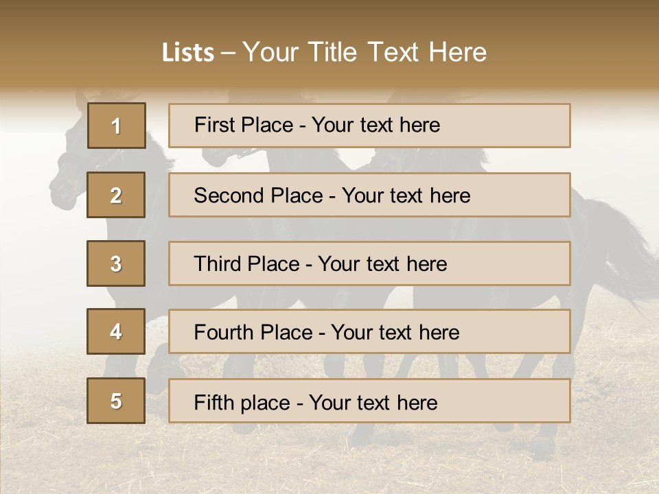 Horse Racing Black Brown PowerPoint Template