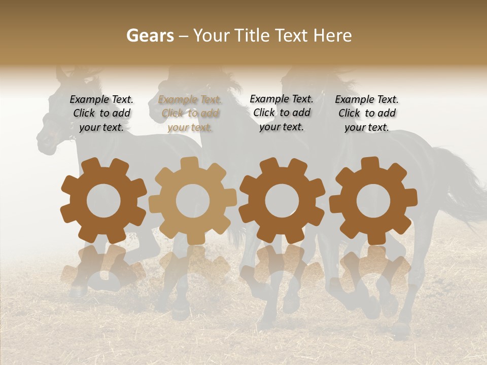 Horse Racing Black Brown PowerPoint Template
