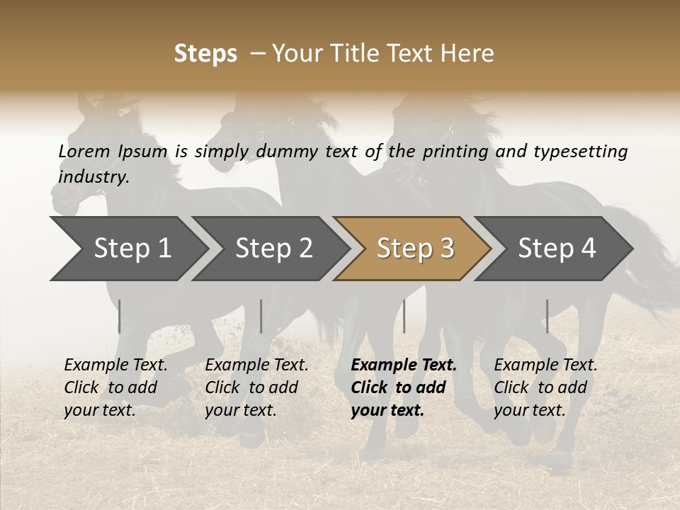 Horse Racing Black Brown PowerPoint Template