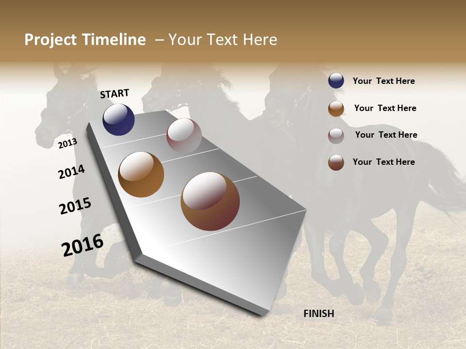 Horse Racing Black Brown PowerPoint Template