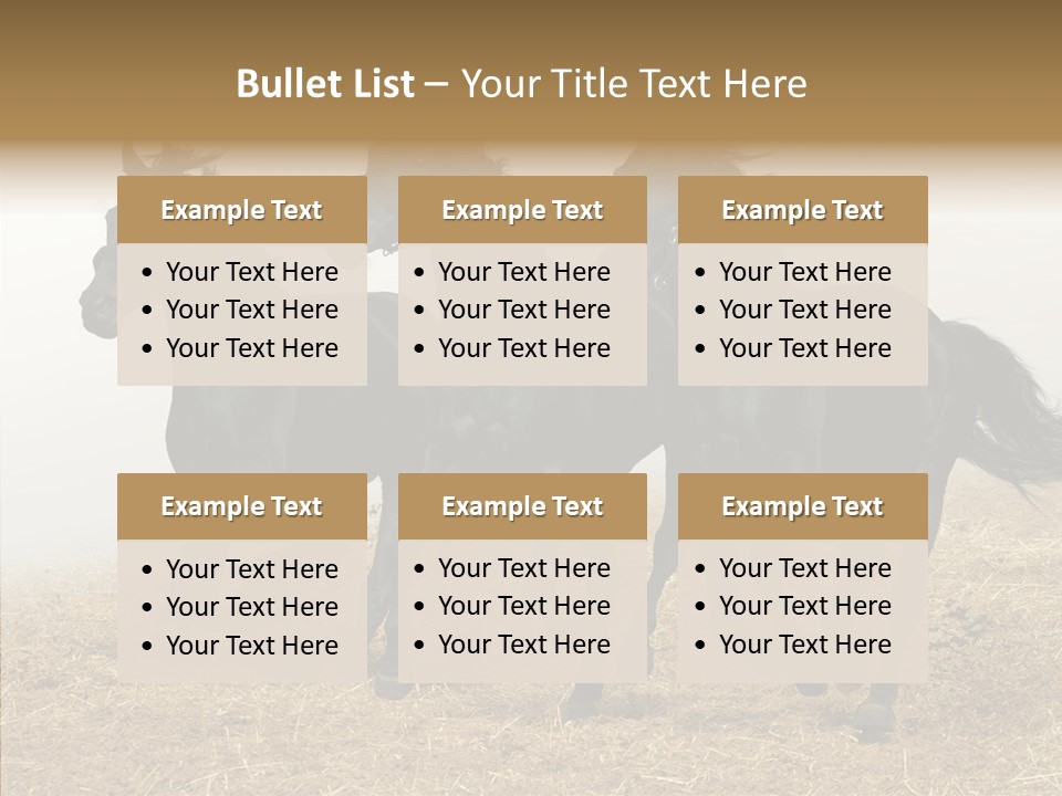 Horse Racing Black Brown PowerPoint Template