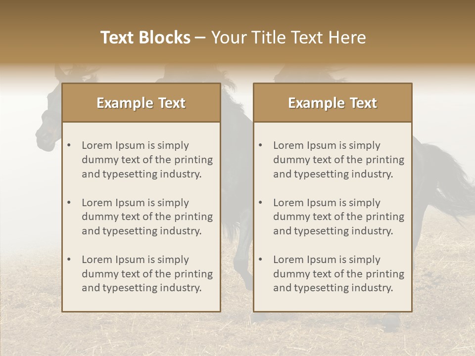 Horse Racing Black Brown PowerPoint Template