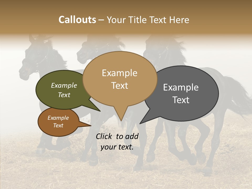 Horse Racing Black Brown PowerPoint Template