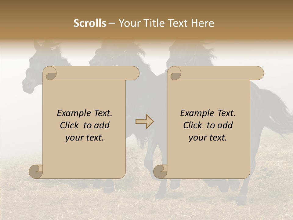 Horse Racing Black Brown PowerPoint Template