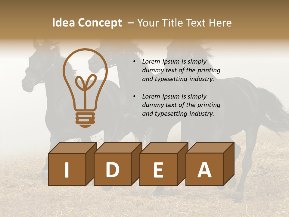Horse Racing Black Brown PowerPoint Template