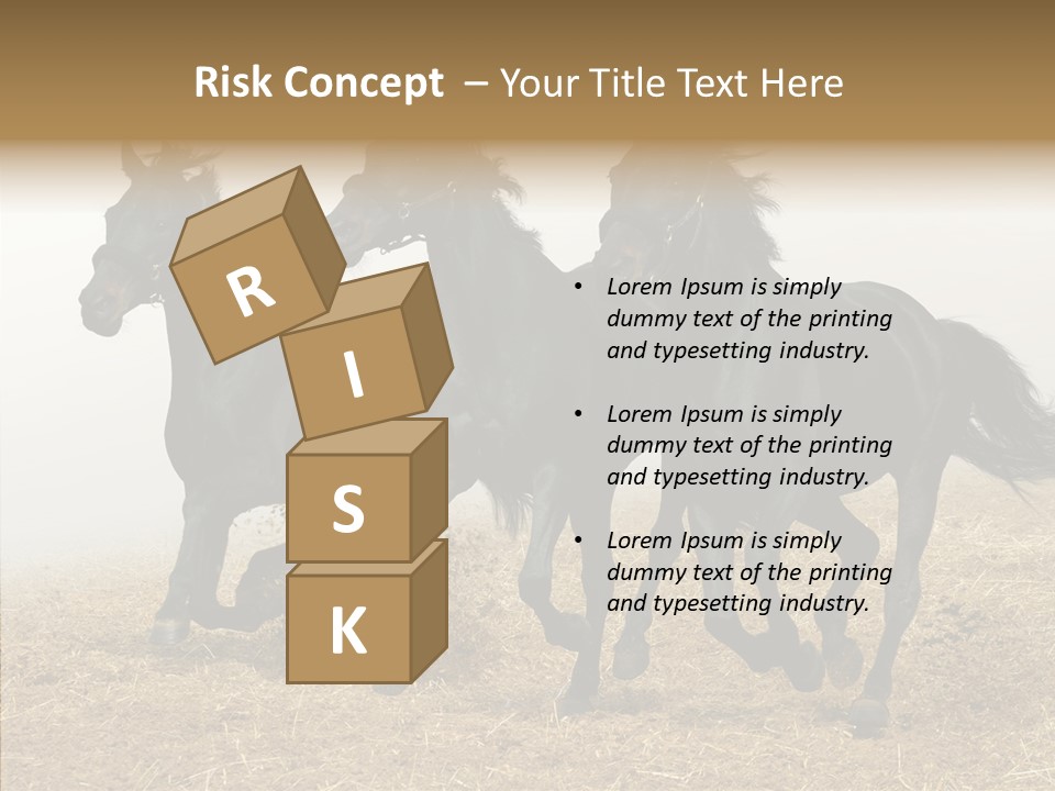 Horse Racing Black Brown PowerPoint Template