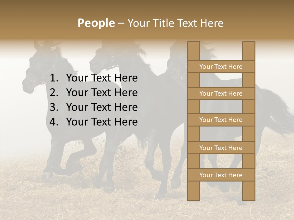 Horse Racing Black Brown PowerPoint Template