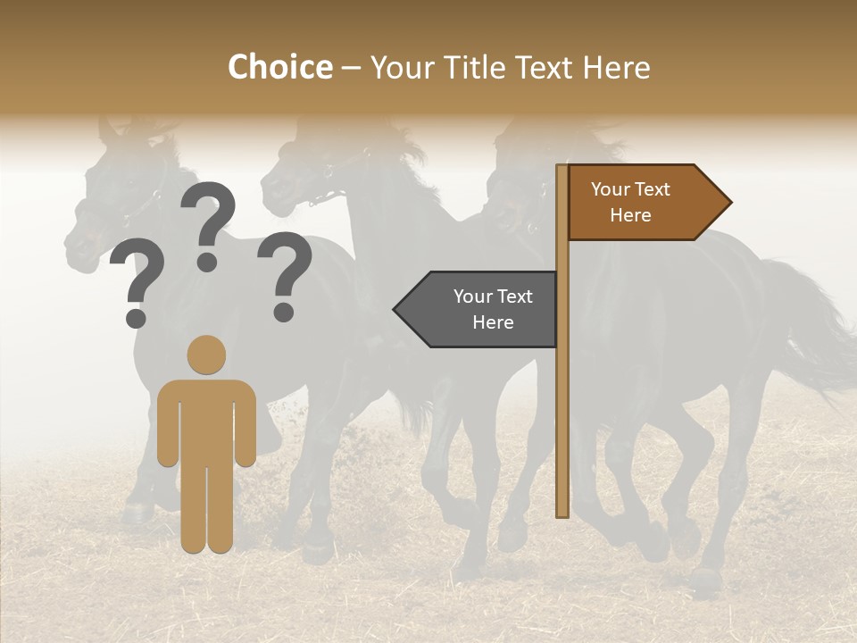 Horse Racing Black Brown PowerPoint Template