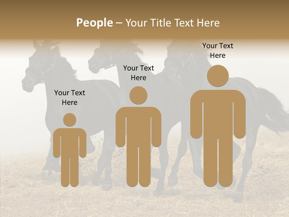 Horse Racing Black Brown PowerPoint Template