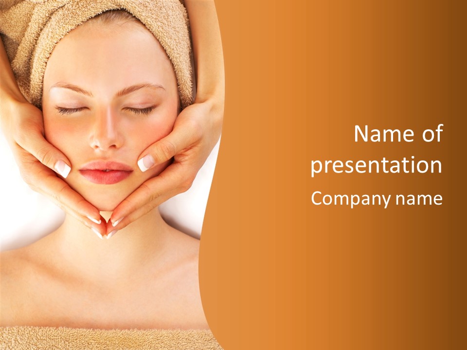 A Woman With A Towel On Her Head Getting A Massage PowerPoint Template