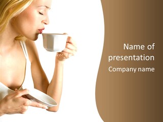 Caucasian Female Coffee Break PowerPoint Template