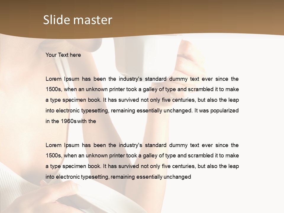 Caucasian Female Coffee Break PowerPoint Template