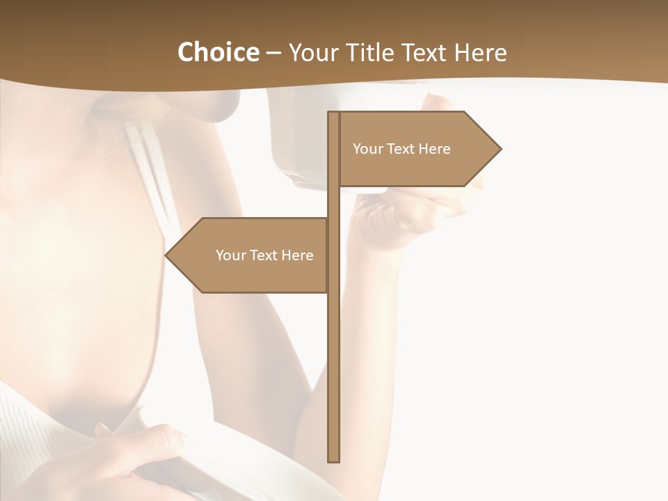 Caucasian Female Coffee Break PowerPoint Template