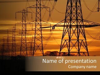 Tower Voltage Transmission PowerPoint Template