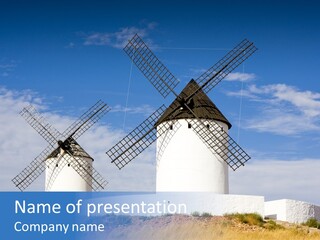 Castilla La Architecture Windmill PowerPoint Template