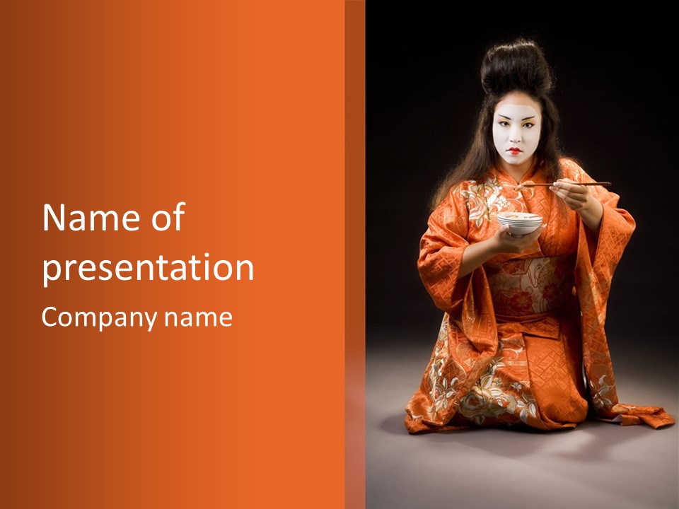 Make Up Cute Geisha PowerPoint Template