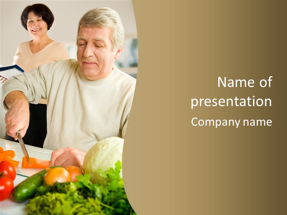 Elderly Kitchen Man PowerPoint Template