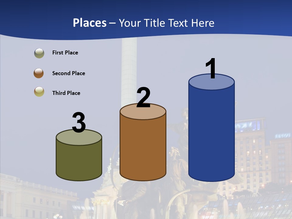 Blue Twilight Fountain PowerPoint Template