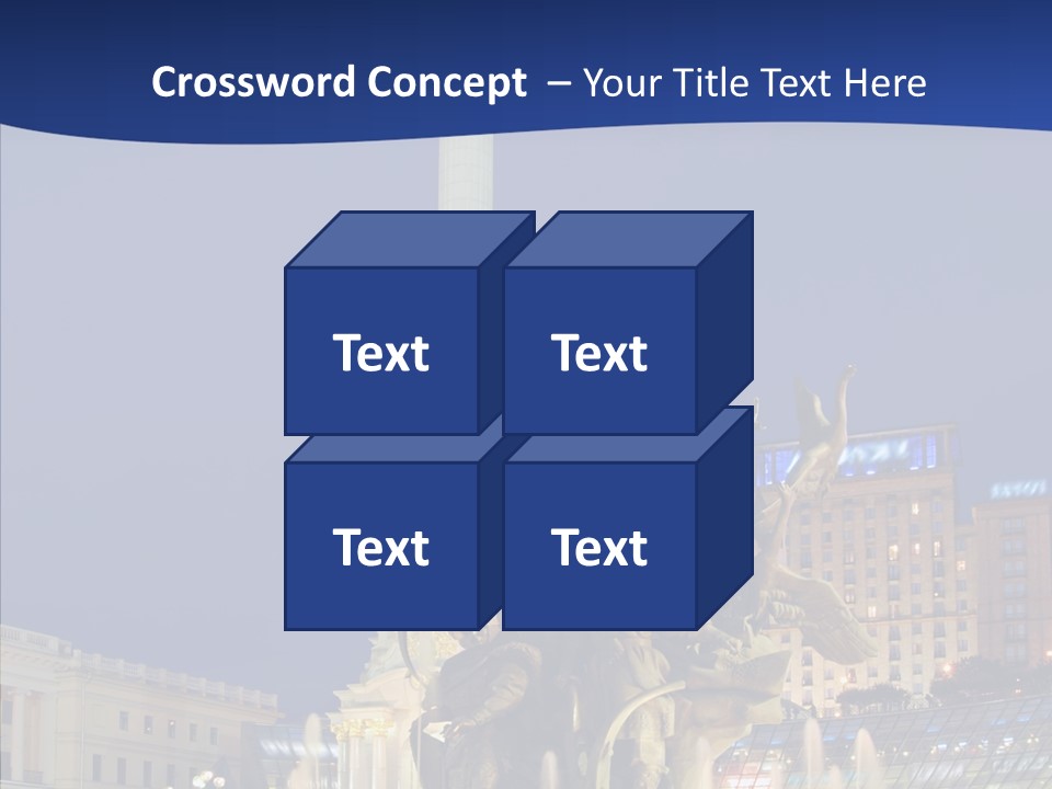 Blue Twilight Fountain PowerPoint Template