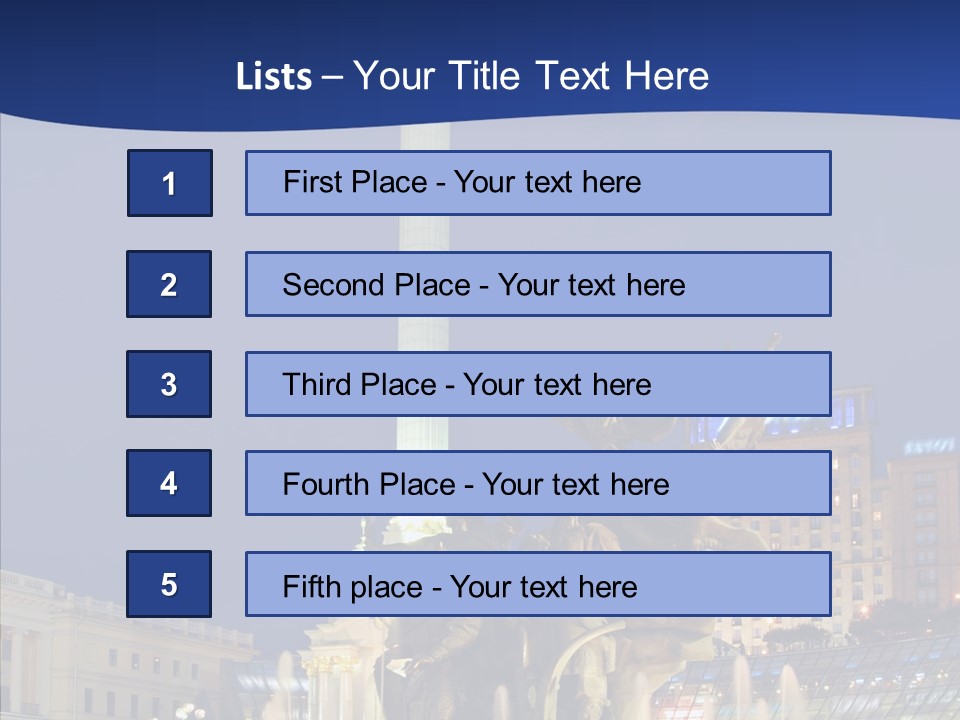Blue Twilight Fountain PowerPoint Template