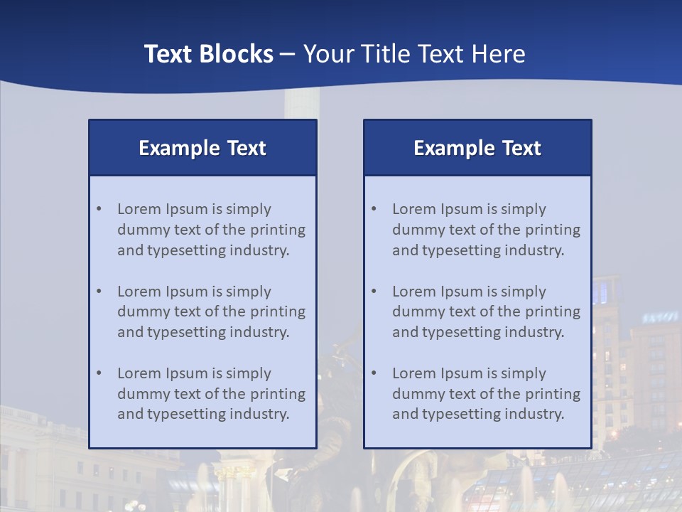 Blue Twilight Fountain PowerPoint Template