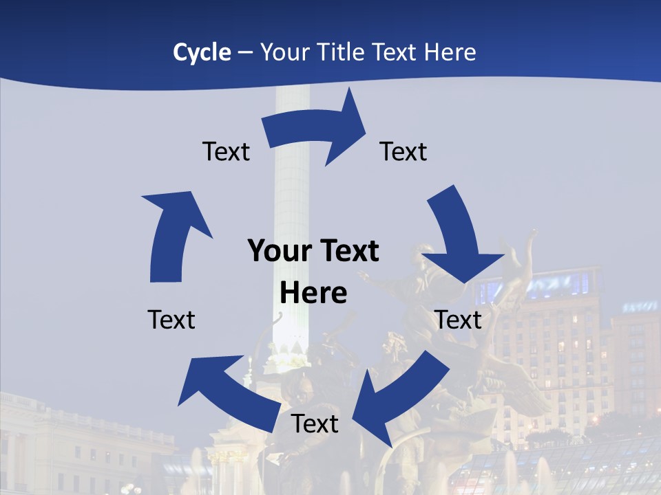 Blue Twilight Fountain PowerPoint Template