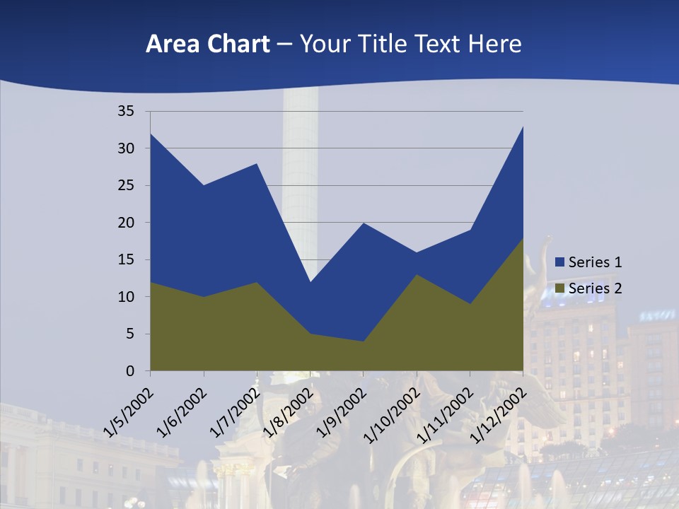 Blue Twilight Fountain PowerPoint Template