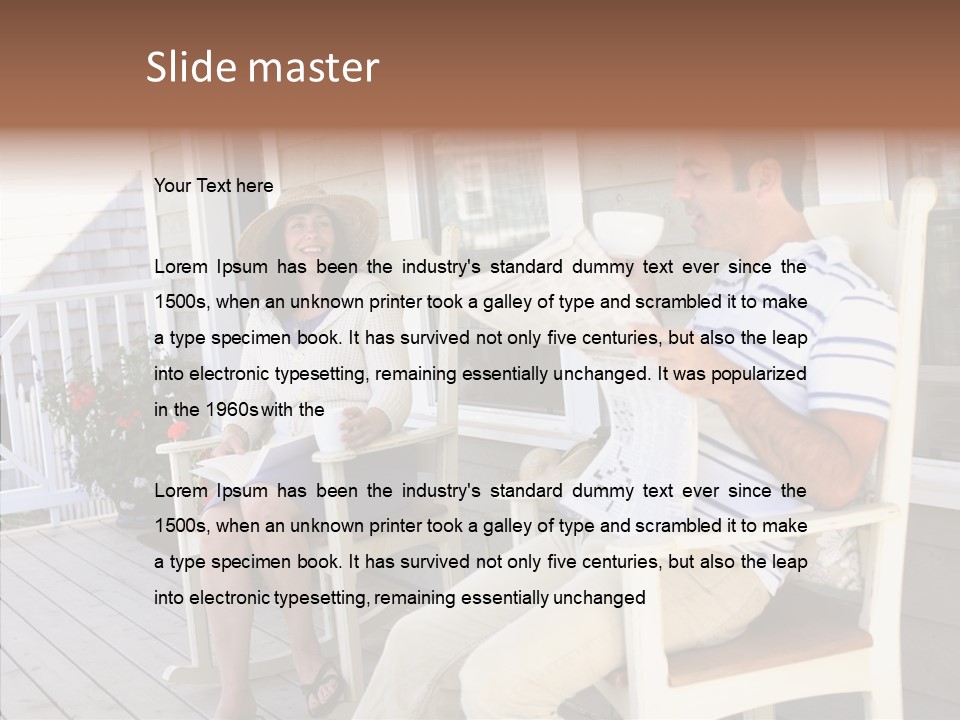 Man Porch House PowerPoint Template