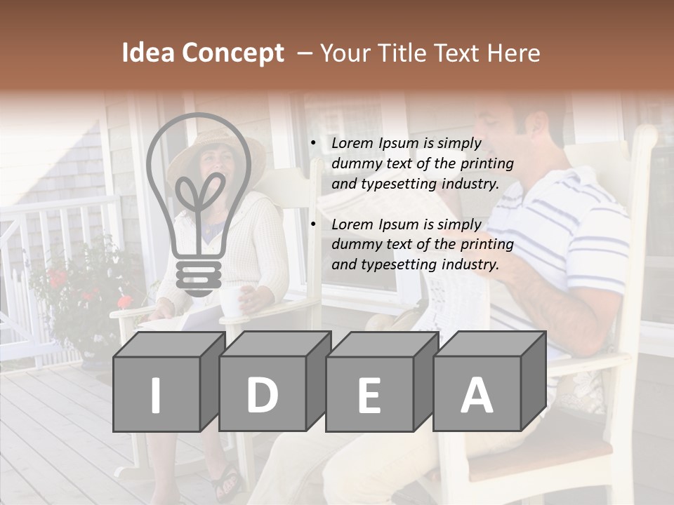 Man Porch House PowerPoint Template