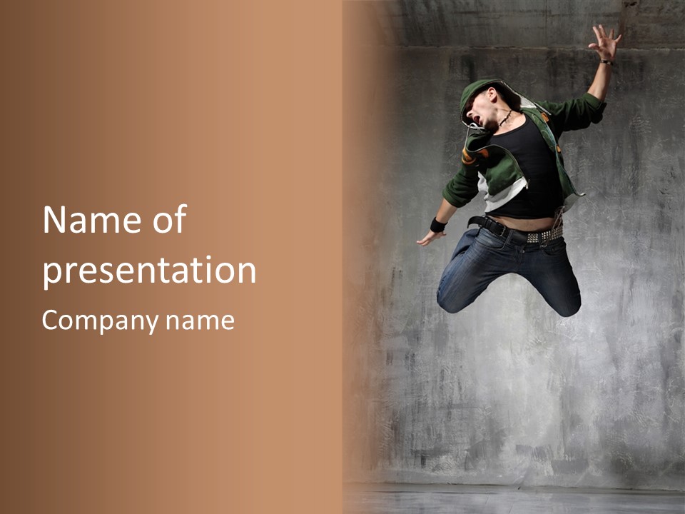 Breakdancing Clothing Guy PowerPoint Template