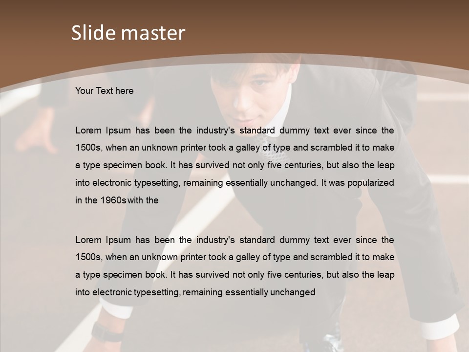 Businesspeople Crouch Two PowerPoint Template