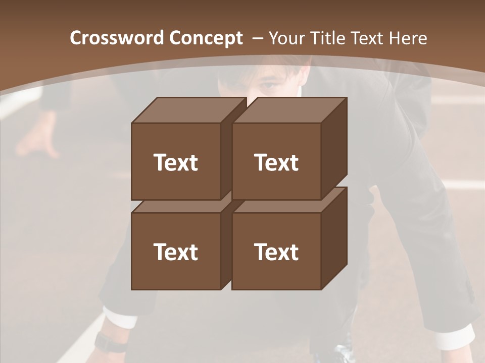 Businesspeople Crouch Two PowerPoint Template