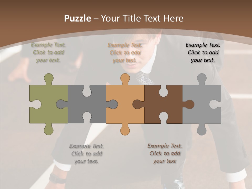 Businesspeople Crouch Two PowerPoint Template