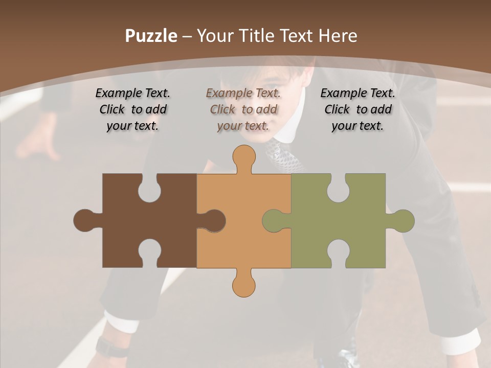 Businesspeople Crouch Two PowerPoint Template