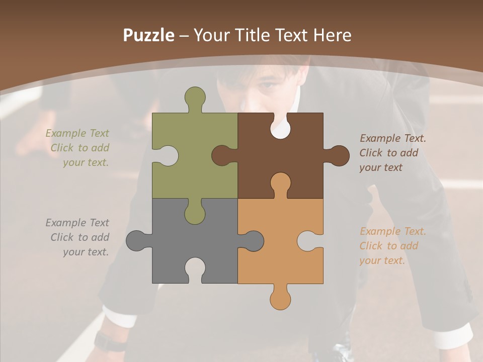 Businesspeople Crouch Two PowerPoint Template