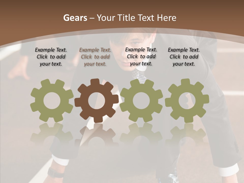 Businesspeople Crouch Two PowerPoint Template