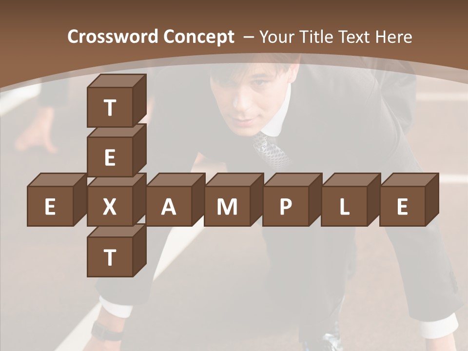 Businesspeople Crouch Two PowerPoint Template